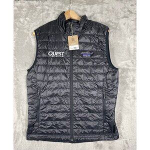 NWT Patagonia Men’s Nano Puff Vest Black Embroidered Quest Nutrition Logo Size M